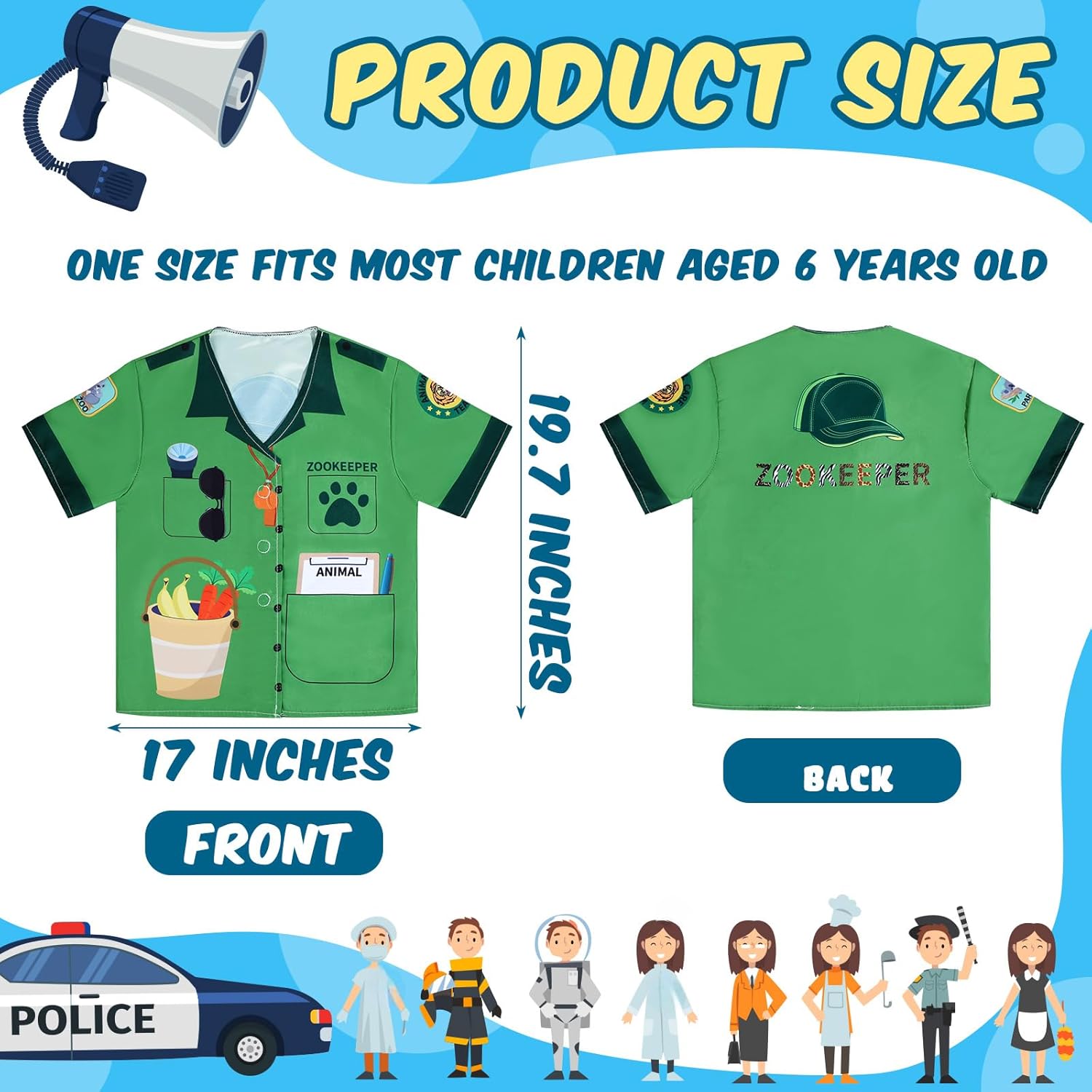 12 Pcs Kids Role Play Costume Dress up Clothes for Kids Community Helper Career Cosplay Doctor Construction Workers