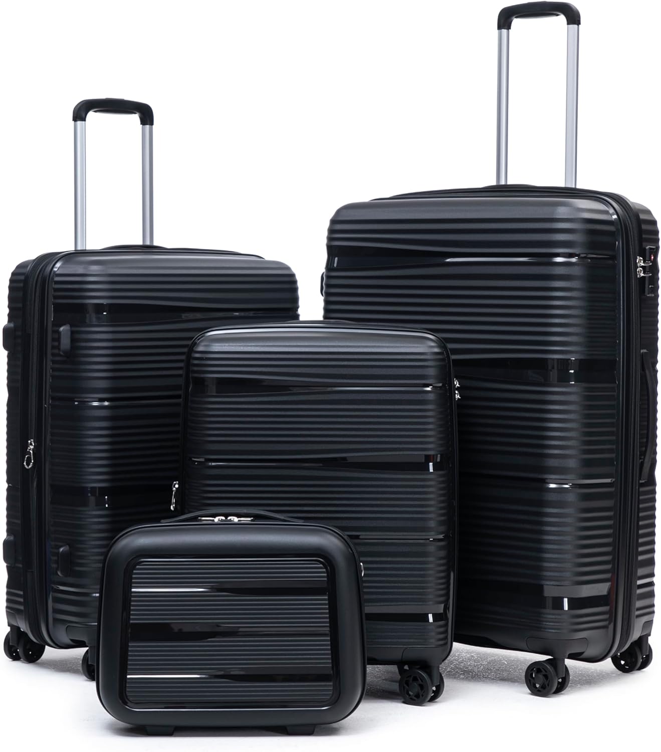 4 Piece PP Hardside Expandable Luggage Set - Lightweight 29/25/21/16 Inch Spinner Suitcase with TSA Lock &
