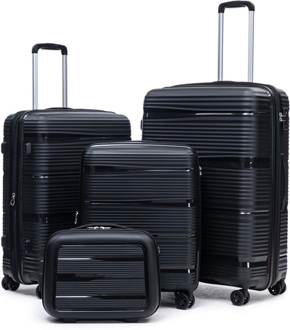 4 Piece PP Hardside Expandable Luggage Set - Lightweight 29/25/21/16 Inch Spinner Suitcase with TSA Lock &