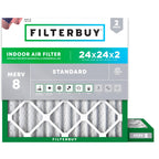 24x24x2 Air Filter MERV 8 Dust & Allergy Defense (2-Pack)