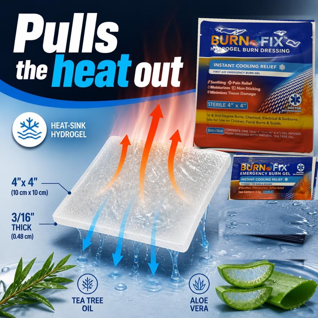 BurnFIX Burn Kit First Aid Recommended by Doctors, Comprehensive 25pcs First Aid Kit Includes Burn Gel, Burn