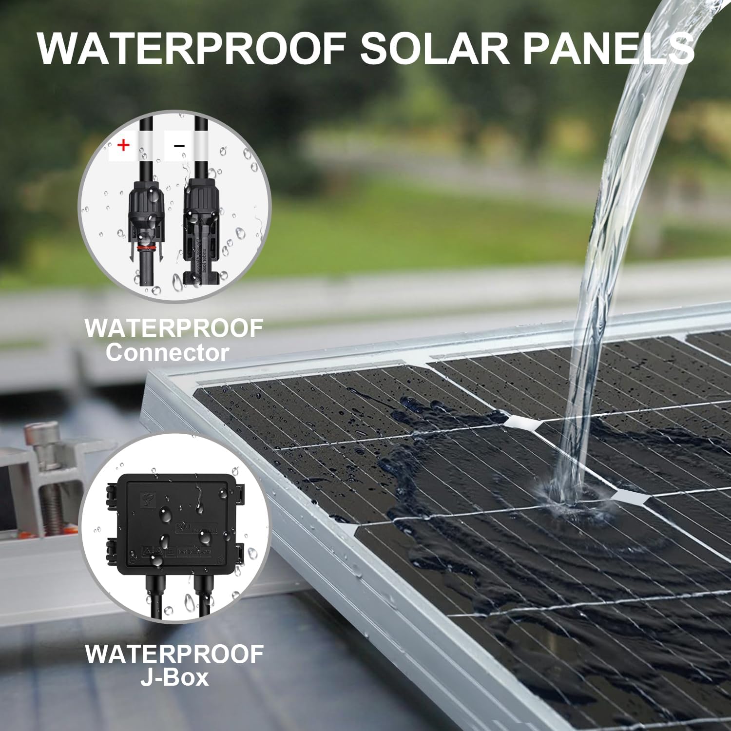 200W Solar Panel Kit, 2-Pack of 100W, Brackets and 5 m Cable | Includes two 100W panels, mounting brackets, battery