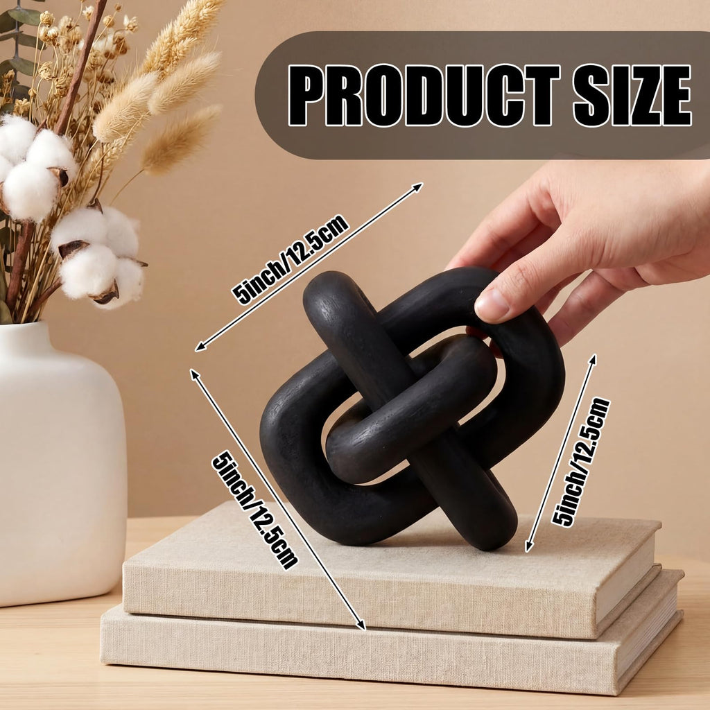 Yalikop 3 Link Wood Knot Decor, Boho Chain Link Decor, Elegant, Black