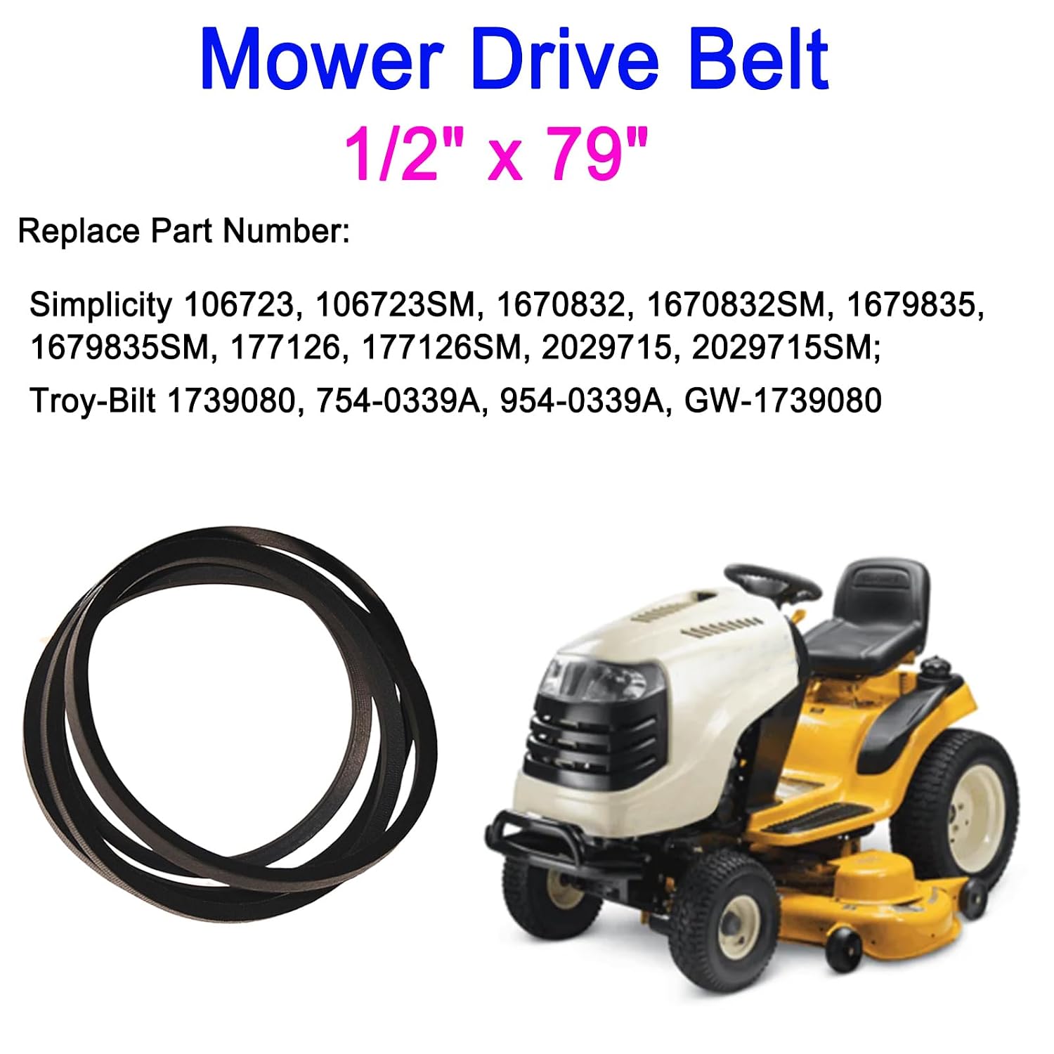 954-0349 754-0349 46 Inch Deck Belt Aramid Cord 79.1 Inch Replacement for Cub Cadet Troy Bilt MTD Toro Super Bronco