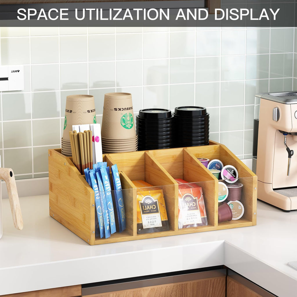 Coffee Station Organizer Condiment Organizer for Countertop Farmhouse Coffee Caddy with Removable Dividers Small Cute