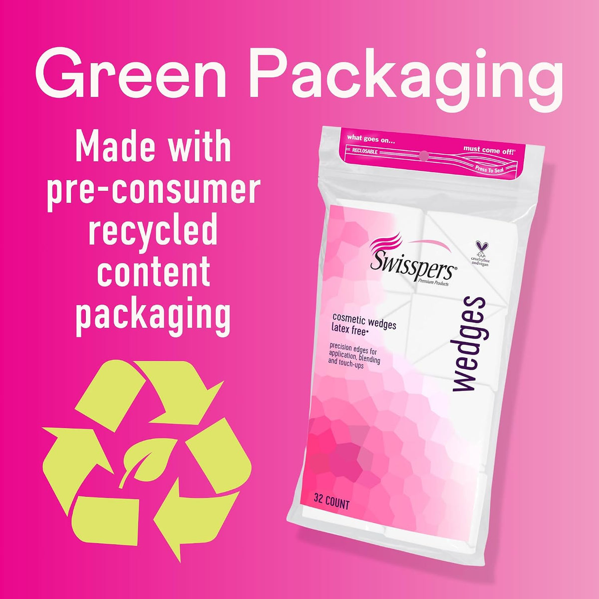 Premium Cosmetic Wedges, Latex-Free, 32 Count (Pack of 6)