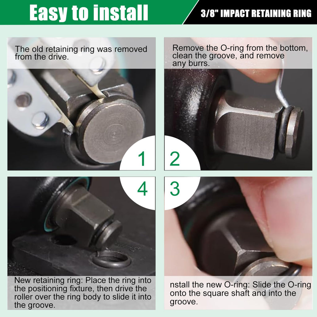 (20 Sets) 3/8" Impact Retaining Ring Clip Impact Friction Ring with O-Ring