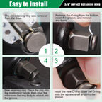 (20 Sets) 3/8" Impact Retaining Ring Clip Impact Friction Ring with O-Ring
