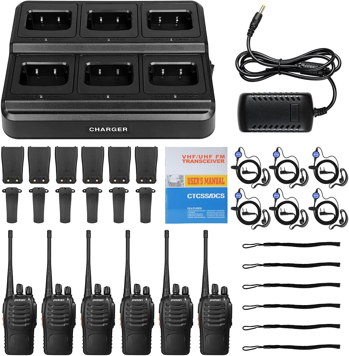 walkie talkies for Adults Long Range with Upgraded Earpiece（6 Pack） | Rechargeable Portable Two Way Radios/Rugged/ 6