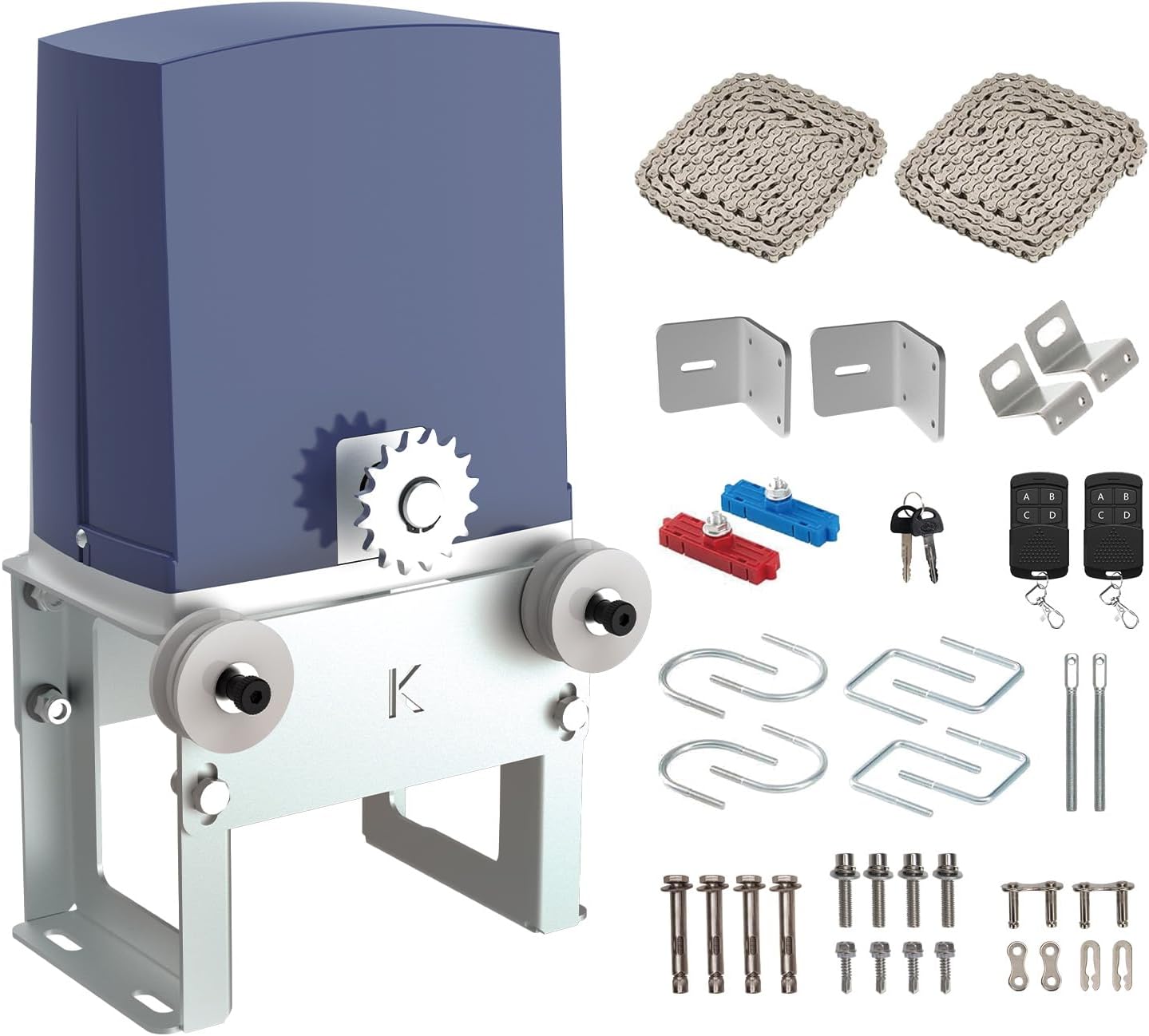 Automatic Chain Drive Sliding Gate Opener with 2 Remote Controls, 280W Electric Gate Motor for Driveway Slide Gate Up