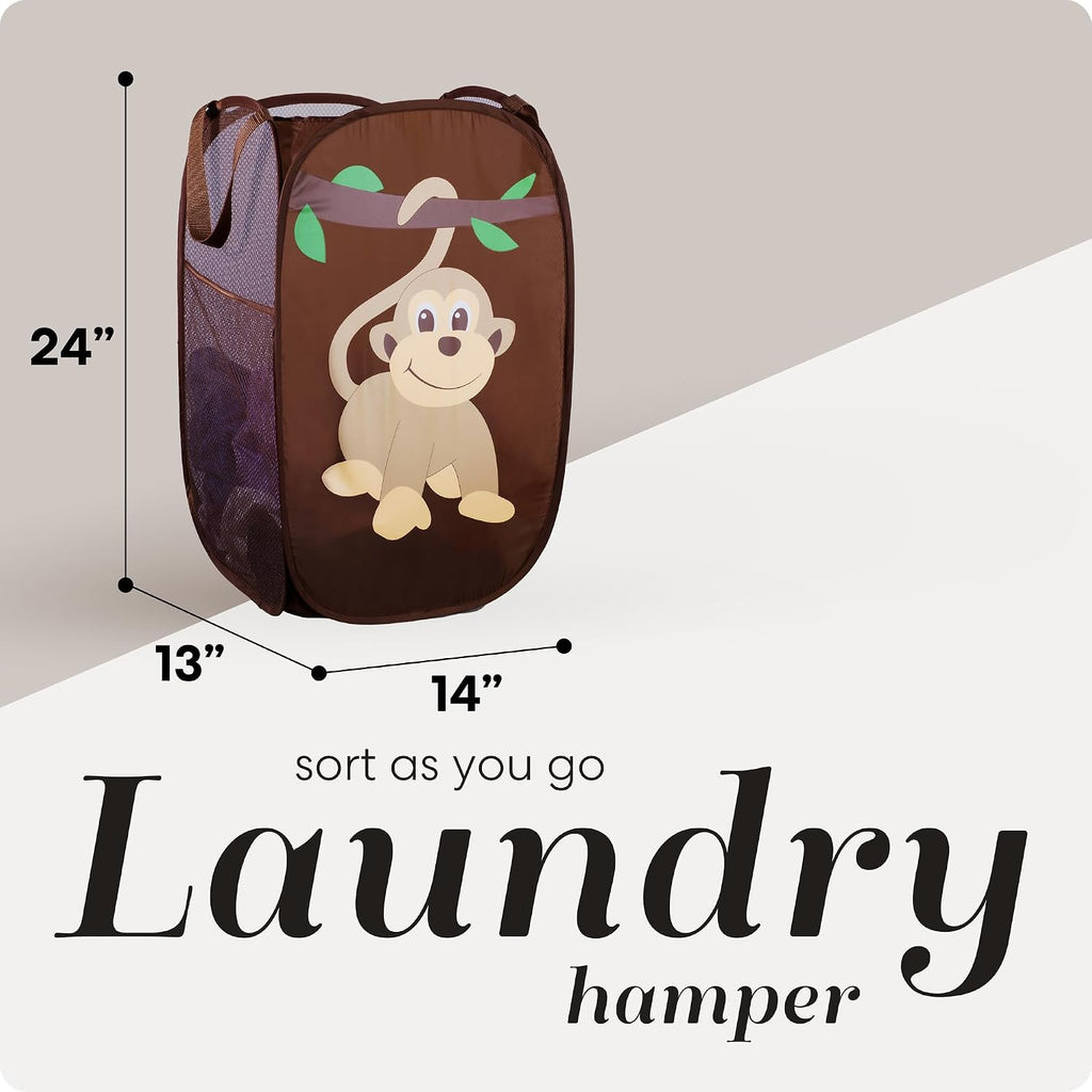 Collapsible Mesh Pop Up Laundry Hamper with Side Pocket – Breathable, Space-Saving, Foldable Basket for Clothes