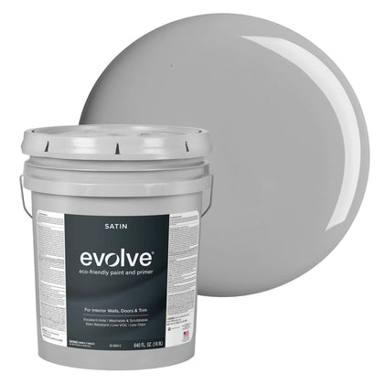 Interior Paint & Primer, Satin (Graphite Gray), 5 Gallon – Available in 50+ Colors, One-Coat Coverage, Excellent