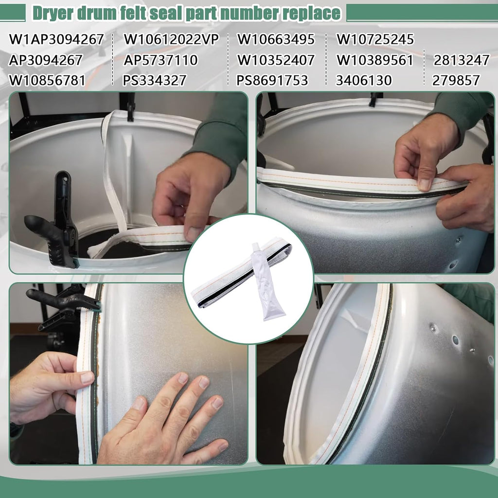 W10612022 Dryer Rear Drum Felt Seal Replacement for Whirlpool Dryer Felt