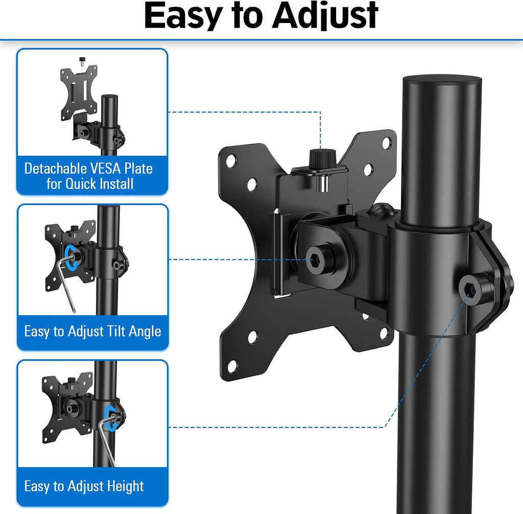 Single Monitor Mount, Adjustable Monitor Stand for Max 32 Inch Flat Curved Computer Screen, Monitors Arm Desk Mount