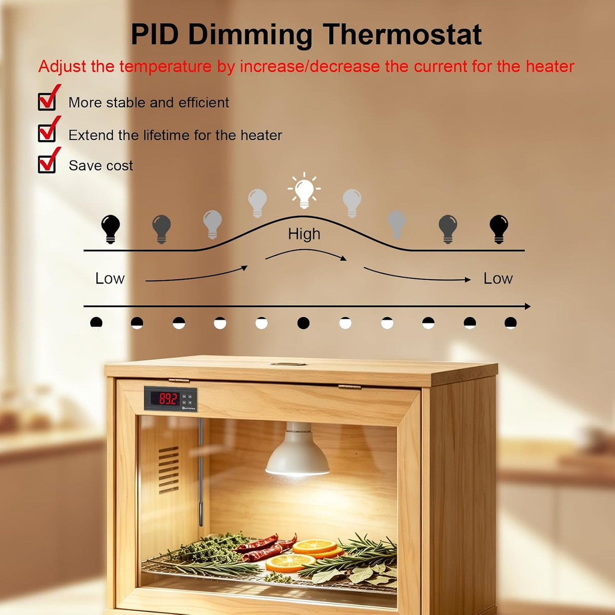 KETOTEK Heating PID Temperature Controller Dimming Thermostat 2A 120V 240W
