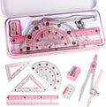 Compass Geometry Tool Protractor and Compass Set with Metal Box Drawing Compass with Rulers Math Compass Kit for