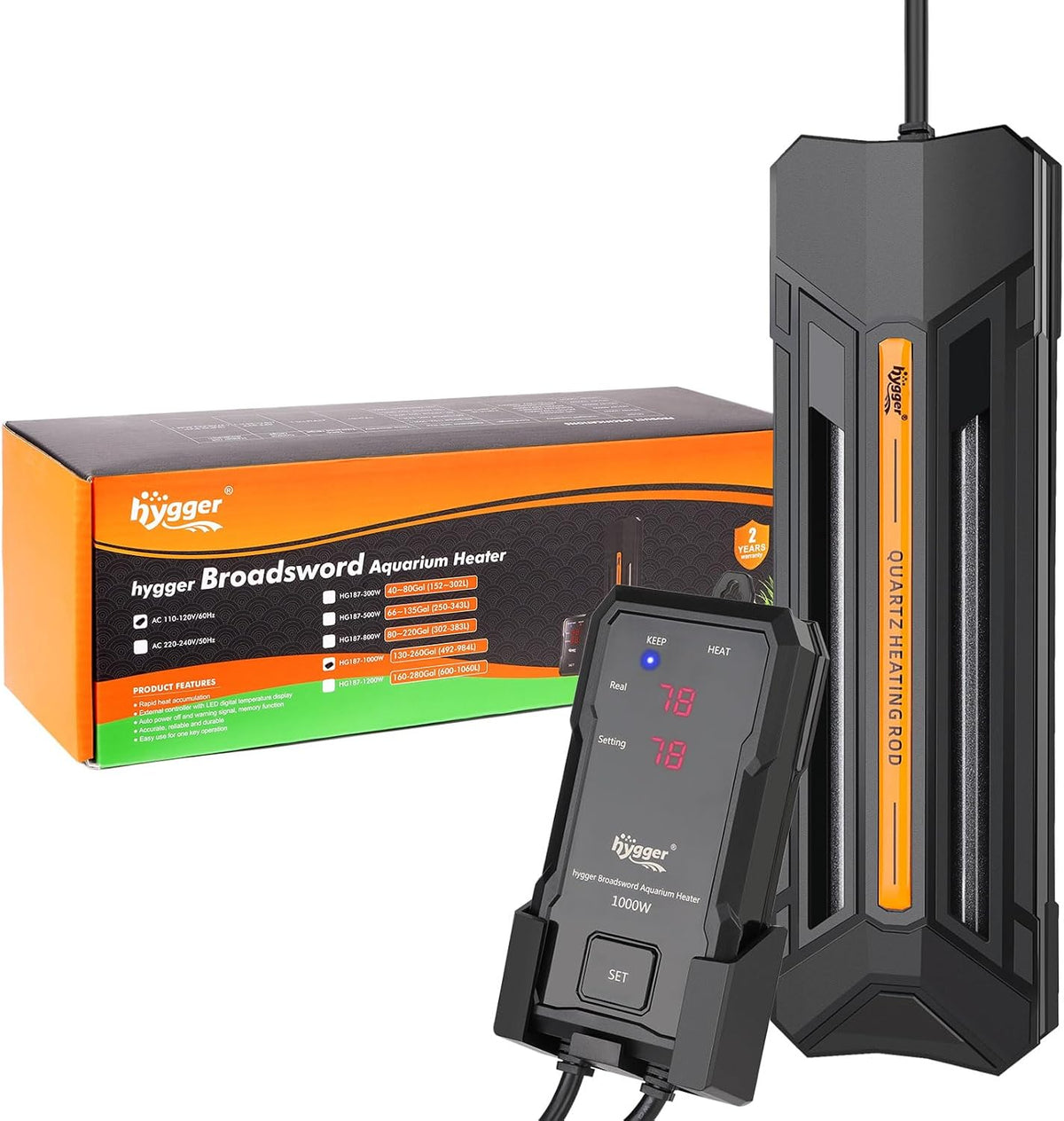 1000W Aquarium Heater with Controller, Adjustable & Submersible Fish Tank Heater with Digital Display Safety Triple