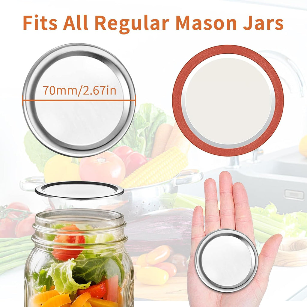 70MM 220 Pcs Regular Mouth Mason Jar Lids Split-Type Silicone