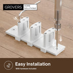 3-Pack Sliding Closet Door Floor Roller Guide - Adjustable Width 3-Roller Design - Easy Install! (White) | Grovers Home Solutions