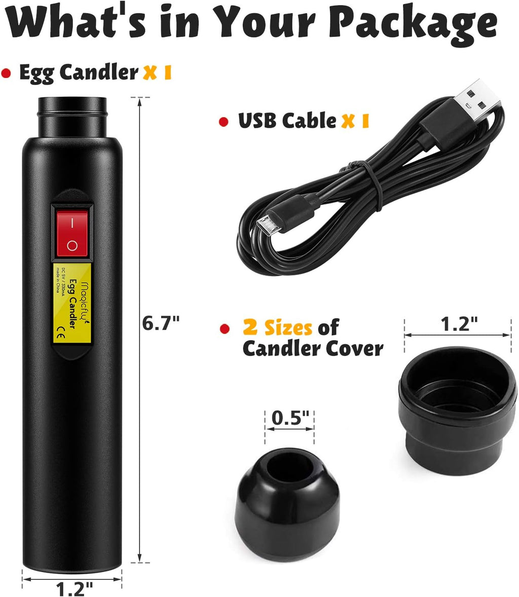 Rechargeable Egg Candler Tester for Monitoring Eggs Development, Bright Cool LED Light Candling Lamp