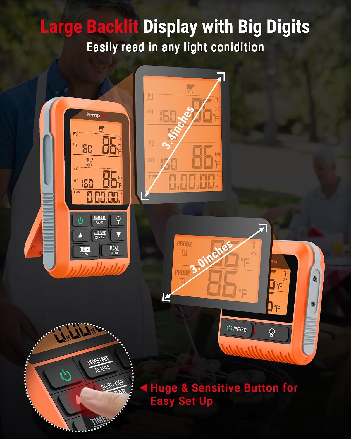 TempSync 500FT Wireless Meat Thermometer for Grilling and Smoking