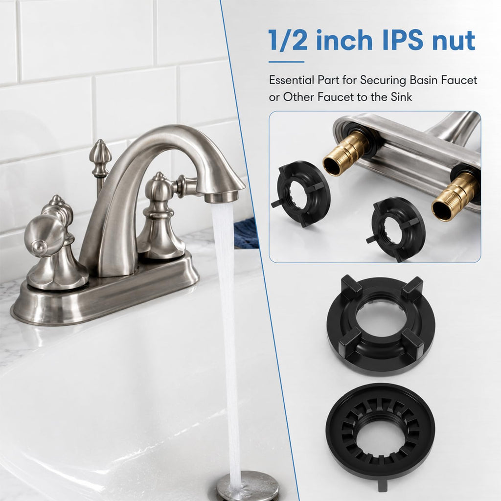 Chsoejuf 4PCS 1/2" IPS Faucet Mounting Nut Durable Plastic Lock Nuts Kit