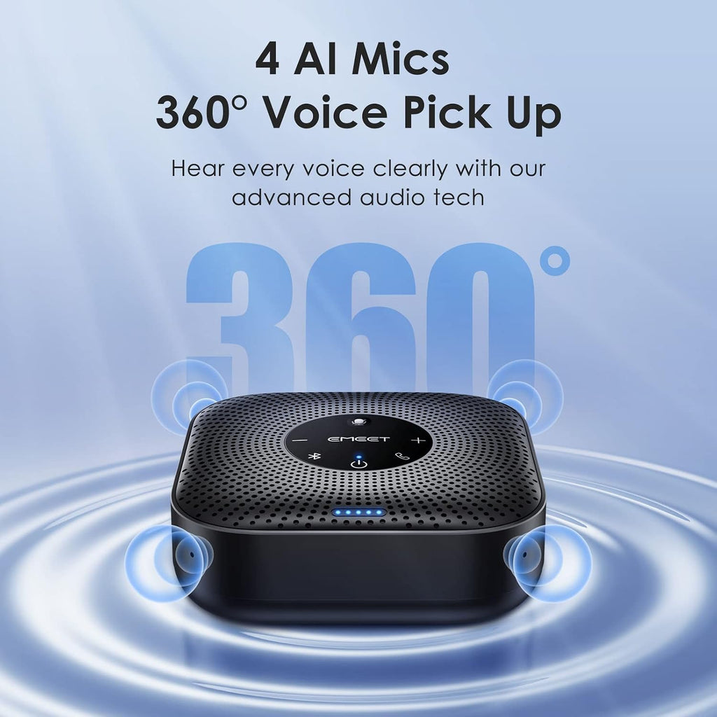 M0 Plus Conference Speaker and Microphone, 4 Mics 360° Voice Pickup | Noise Reduction, USB C&C-to-A Adapter