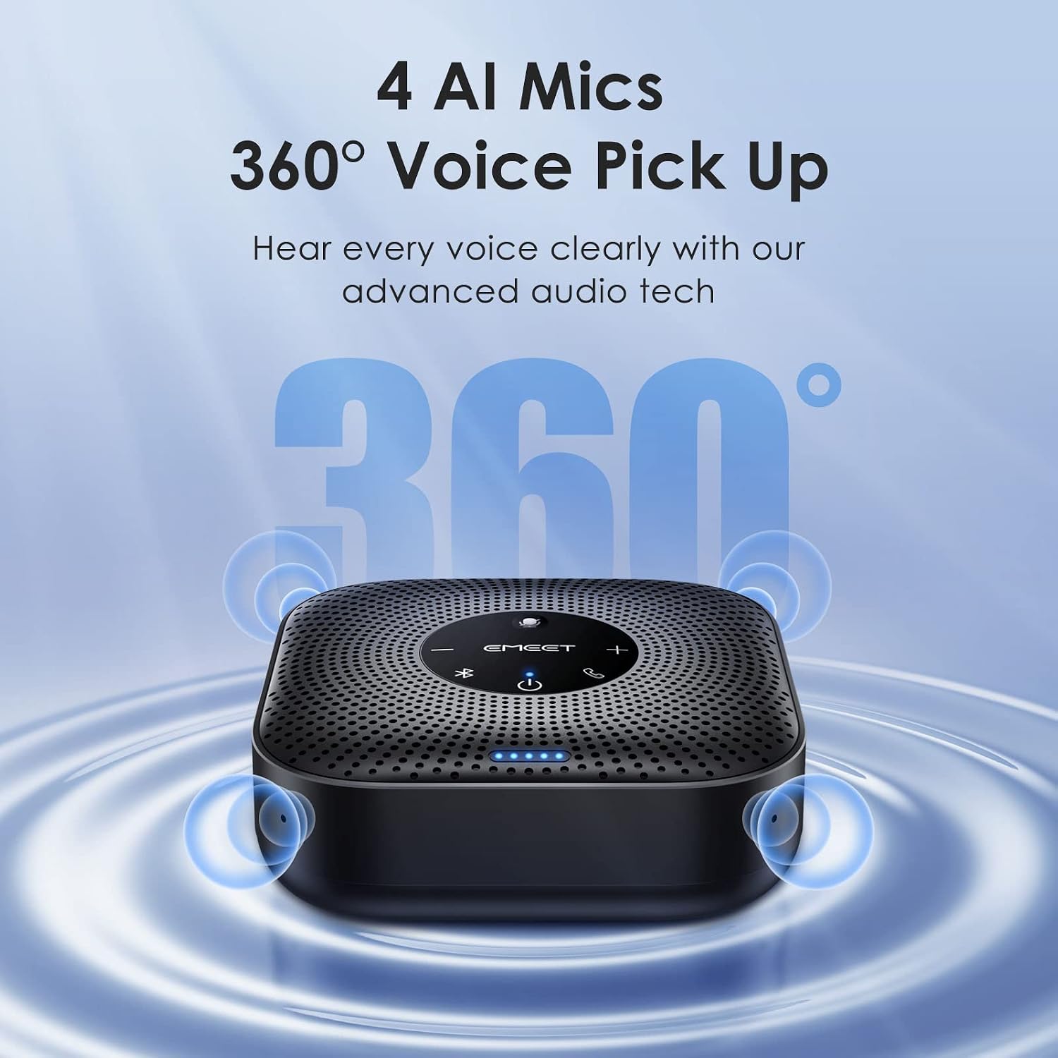 M0 Plus Conference Speaker and Microphone, 4 Mics 360° Voice Pickup | Noise Reduction, USB C&C-to-A Adapter