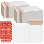 100 Pack Rigid Mailers 6x8 Inch Self Seal Document Mailers, Protective Flat Cardboard Sturdy White Photography