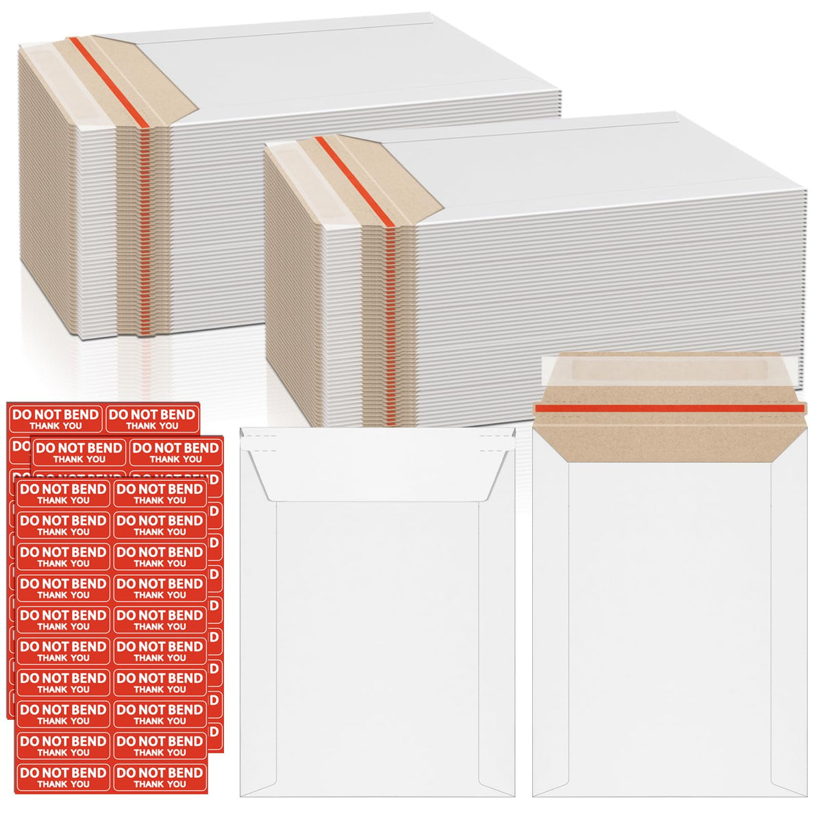100 Pack Rigid Mailers 6x8 Inch Self Seal Document Mailers, Protective Flat Cardboard Sturdy White Photography