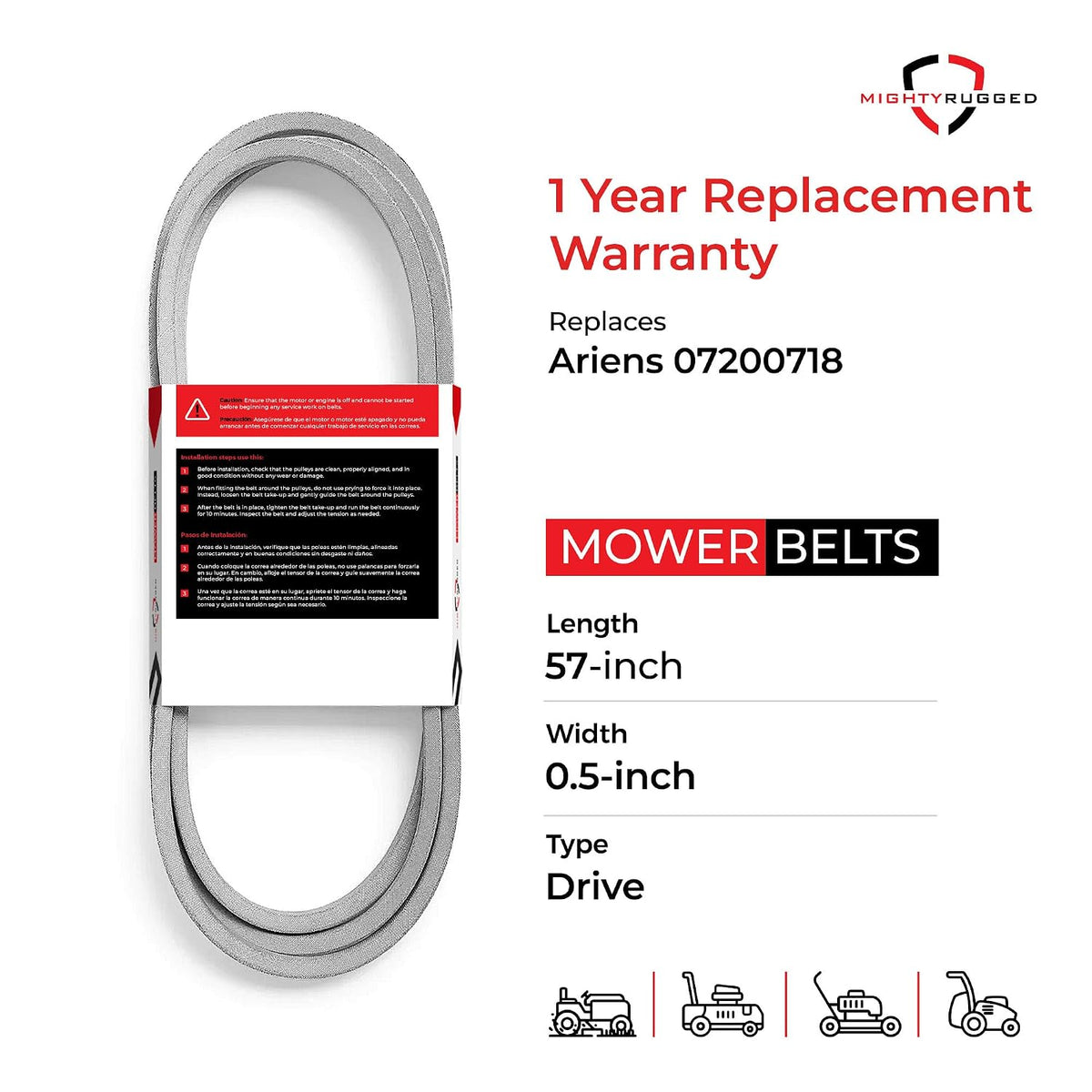 MightyRugged 07200718 Ariens IKON XD 52 Gravely ZTX Drive Belt Replacement