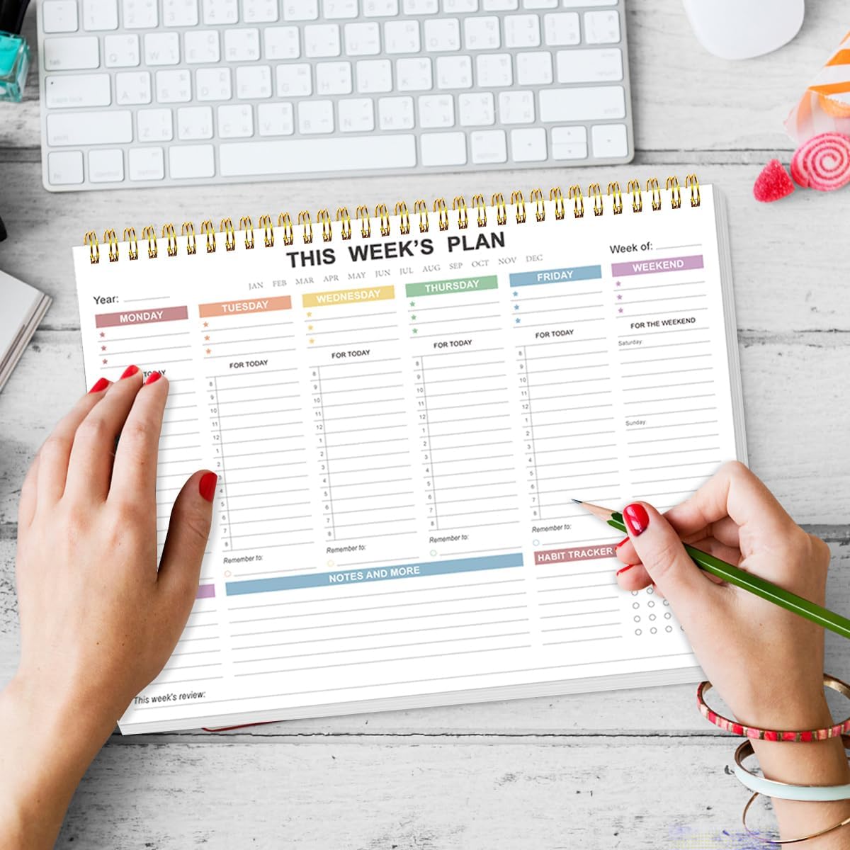 Undated Weekly Planner - 8.5" x 11" Undated Daily Productive Weekly To Do List Notepad for Home, Work, School
