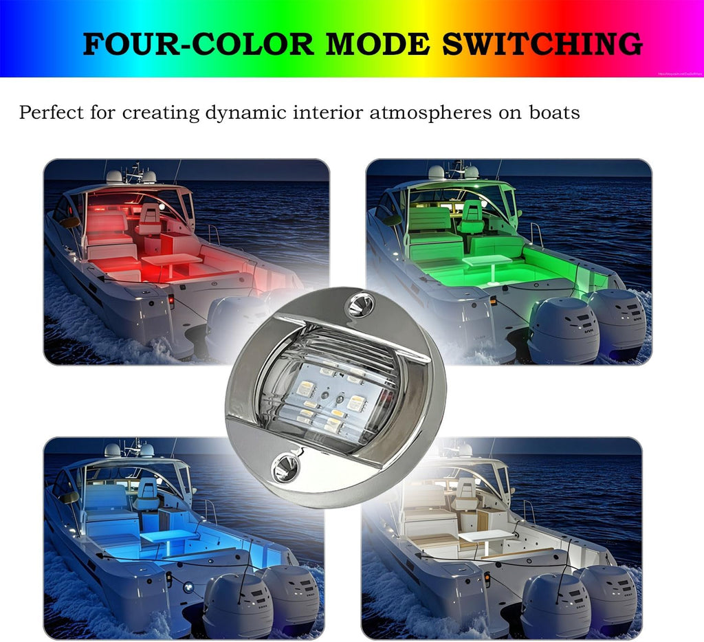 Marine Boat Courtesy Lights, 3’’ RGBW Boat Interior/Deck Lights