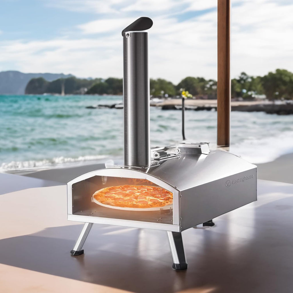 12-Inch Dual-Fuel Pizza Oven - Wood Pellet & Propane, 1000°F High-Heat, Rotating Stone, Portable Outdoor Design