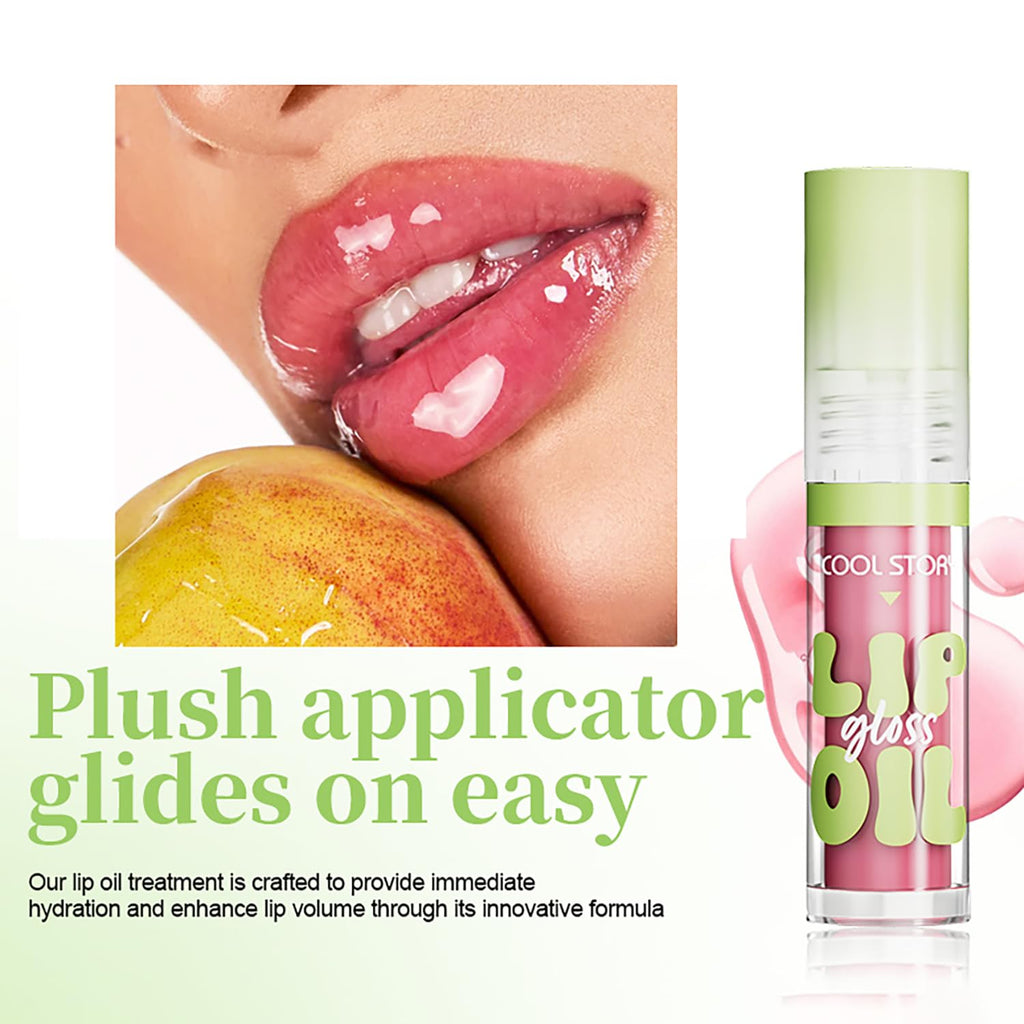 4 Pack Hydrating Glow Lip Oil Set, Moisturizing Lip Gloss, LIGHT