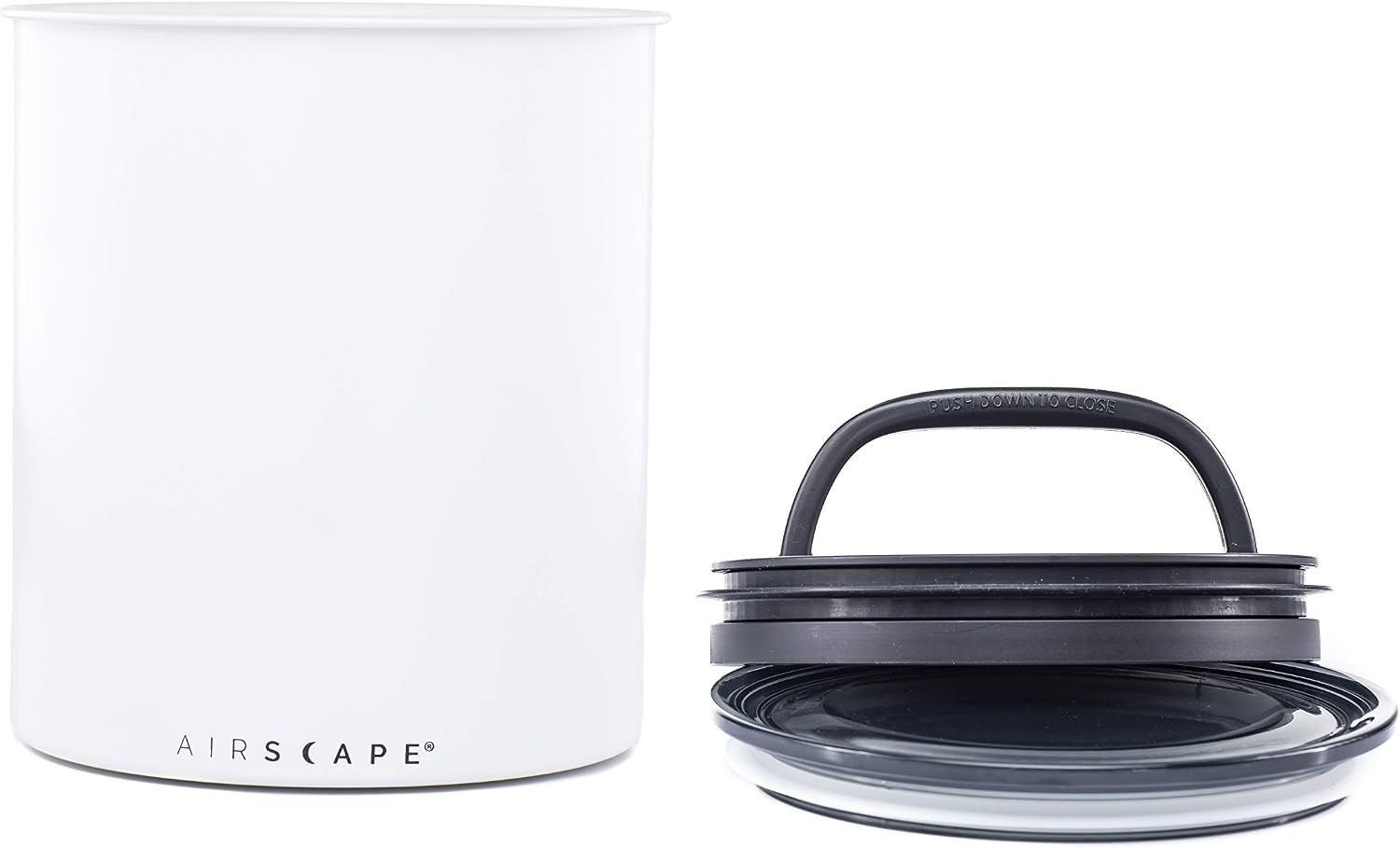 by Planetary Design | 2.2 lbs Coffee Storage | Matte White | Plunger Lid Removes Excess Oxygen - DON'T buy airtight