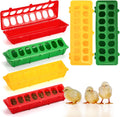 6 Pack Flip Top Poultry Feeder, Plastic Chicken Feeder Trough Multi-Hole Poultry Feeding Tray No Mess No Waste Chick