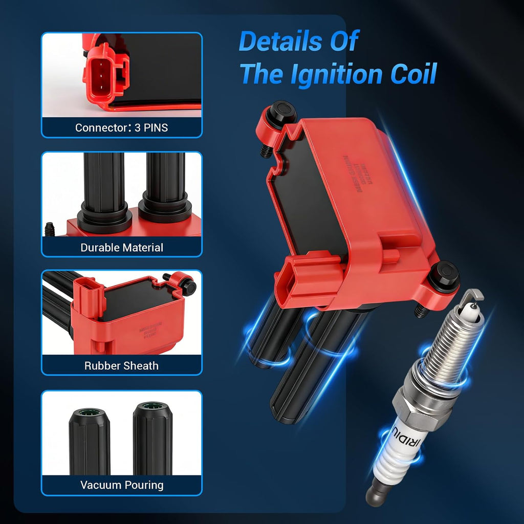 OTO-K Ignition Coil Packs and Iridium Spark Plugs Compatible with V8 5.7L Hemi Ram 1500 2500 3500 Dodge Challenger