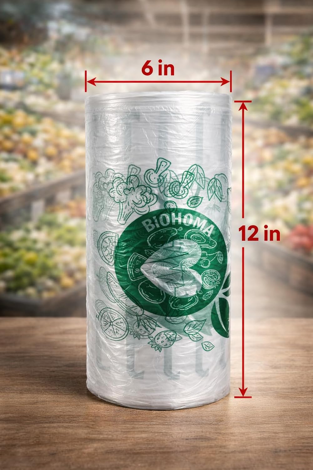 Biodegradable, Compostable Produce Bags on Rolls, 3200 Count, 12x20 Inches, Clear