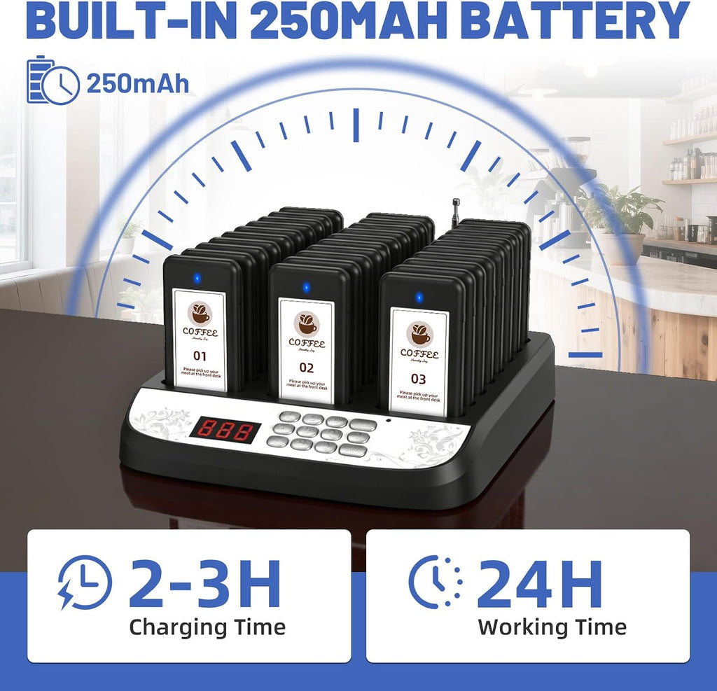 Restaurant Pager System, Beeper Pager for Restaurant,30 Buzzers