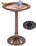 Bird Bath with Solar Fountain for Outside, Pedestal, Bronze