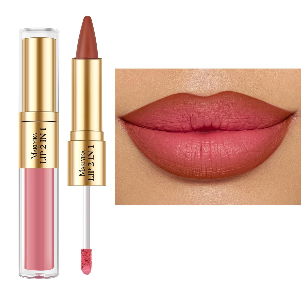 Brown Lip Liner Pink Matte Liquid Lipstick Combo for Women
