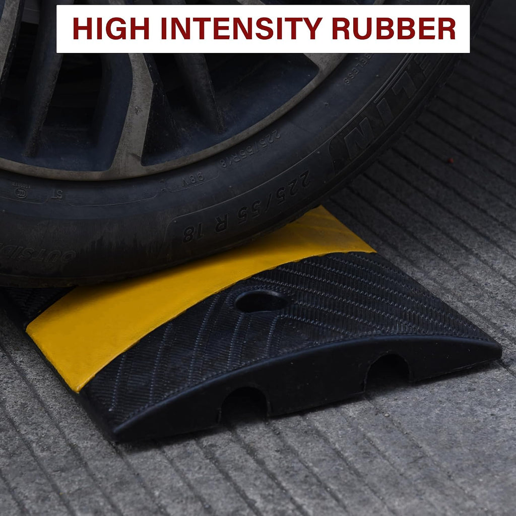 2-Pack 6FT Speed Bumps with 8 Bolts | Heavy Duty Rubber Driveway Bump for Asphalt, Concrete, Gravel, 2-Channel Cable
