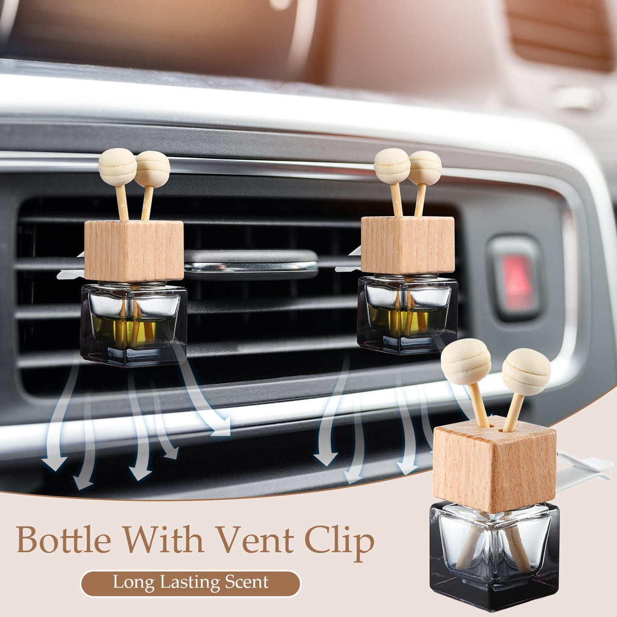 30 Pcs Car Diffuser Vent Clip Empty Diffuser Bottle, Gradient Black
