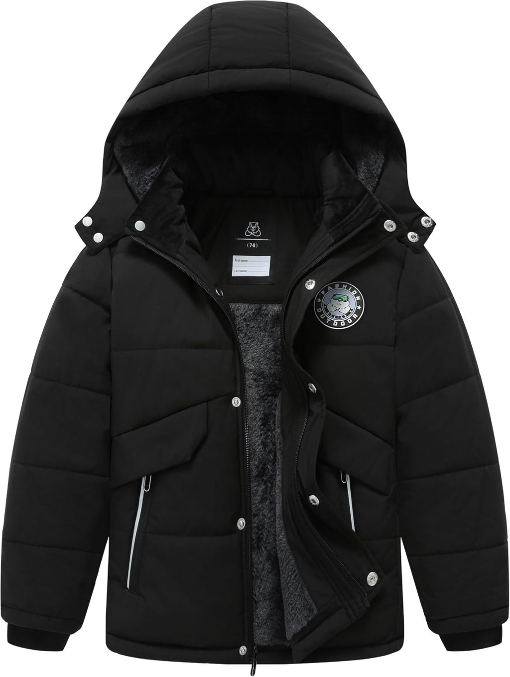 Boy's Waterproof Winter Jacket Warm Puffer Coat Fleece-Lined Parka | Insulated Outerwear Detachable Hood Down Jackets