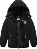 Boy's Waterproof Winter Jacket Warm Puffer Coat Fleece-Lined Parka | Insulated Outerwear Detachable Hood Down Jackets