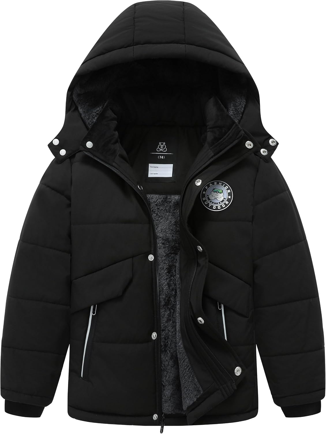 Boy's Waterproof Winter Jacket Warm Puffer Coat Fleece-Lined Parka | Insulated Outerwear Detachable Hood Down Jackets