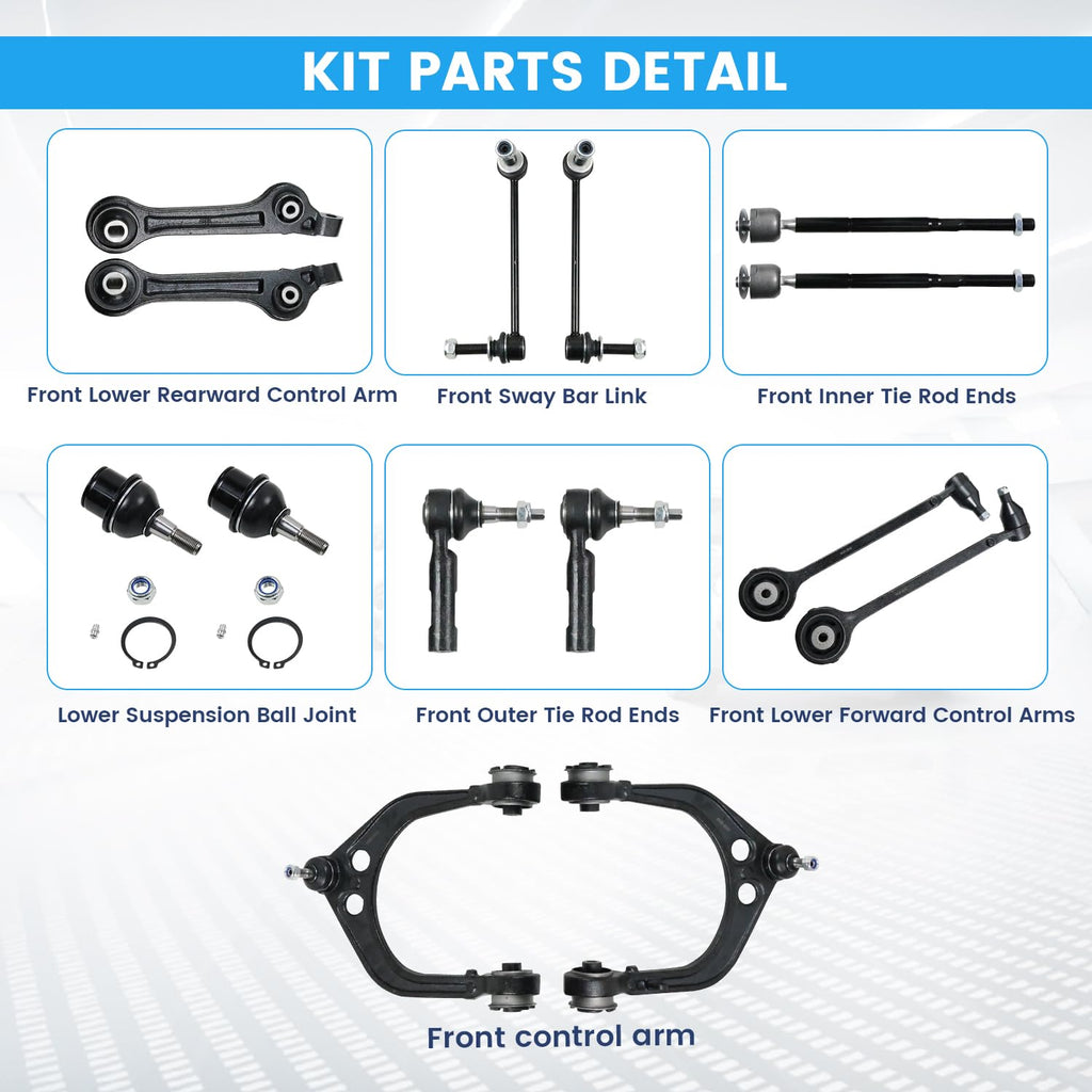Front Upper Lower Control Arm Suspension Kit for 2011-2017 Chrysler 300 RWD