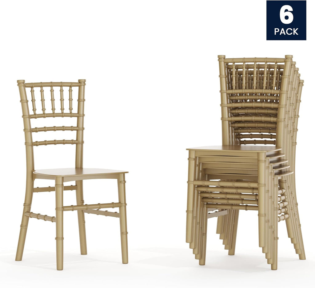 Hercules Kids Resin Chiavari Chair, Gold, 6-Pack