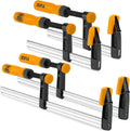 Steel Bar Clamps Set, 6" & 12" F Clamps for Woodworking, 300-600Lbs Load | Clamps for Cabinet Making, Heavy Duty